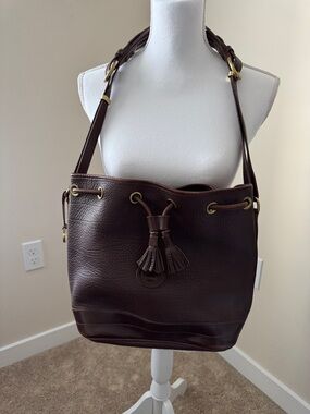 Dooney & Bourke Brown Leather Drawstring Shoulder Bag